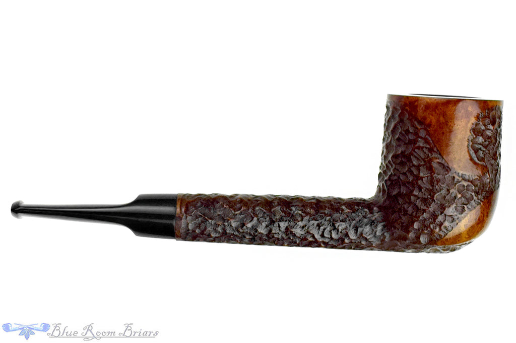 Blue Room Briars is proud to present this Brigham 9 3-Dot Partial Carved Lovat Sitter (Rock Maple Filter) Estate Pipe