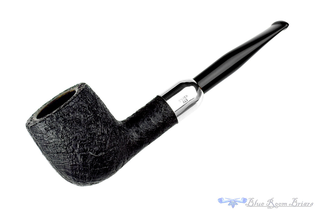 Jerry Crawford Pipe Black Blast Billiard with Silver and Military Mount