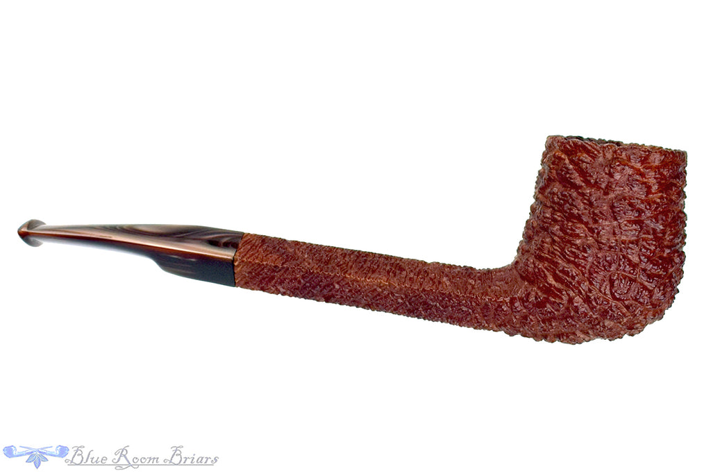 Blue Room Briars is proud to present this The Tinder Box Verona Russet Coral 603 Bent Rusticated Long Diamond Shank Billiard Estate Pipe