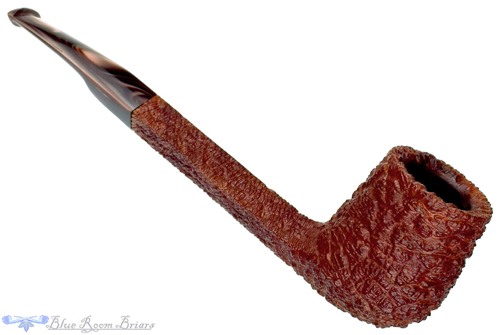 Blue Room Briars is proud to present this The Tinder Box Verona Russet Coral 603 Bent Rusticated Long Diamond Shank Billiard Estate Pipe
