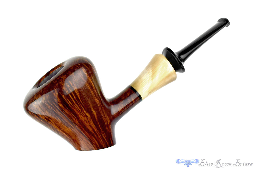 Jesek Pipe By Martin Paljesek Straight Grain Curved Sitter with Horn Ferrule