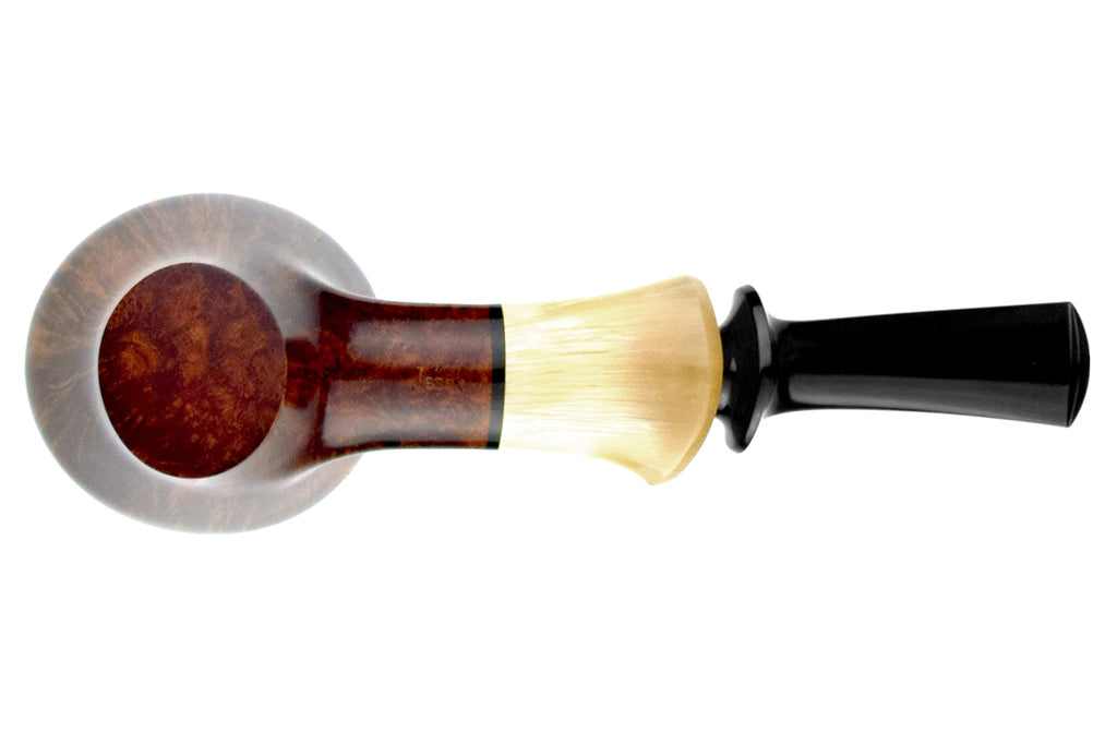 Jesek Pipe By Martin Paljesek Straight Grain Curved Sitter with Horn Ferrule