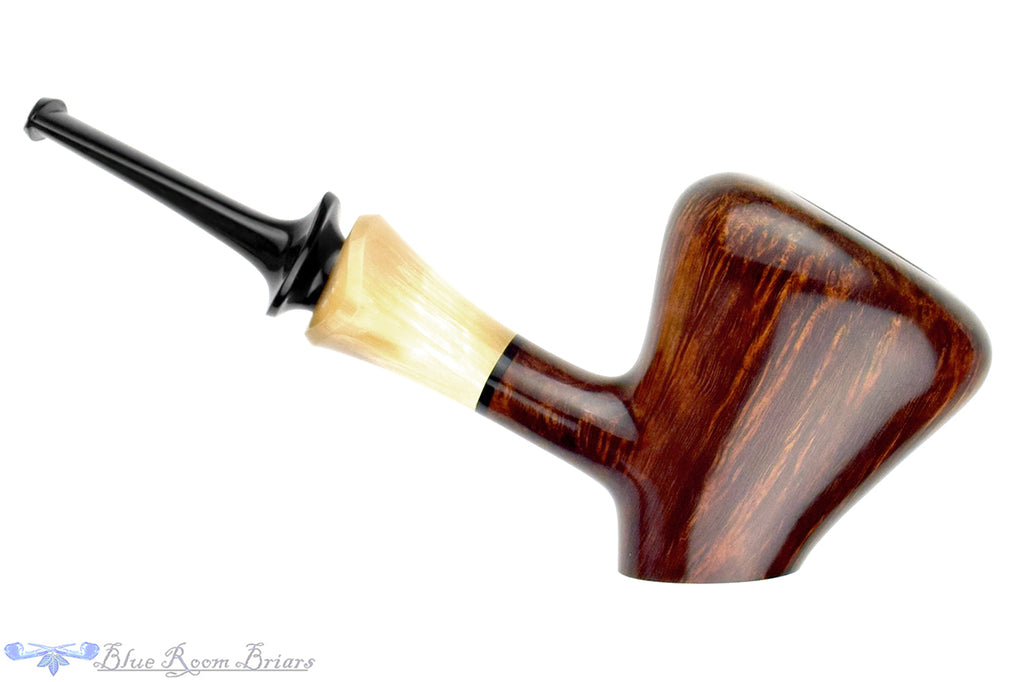 Jesek Pipe By Martin Paljesek Straight Grain Curved Sitter with Horn Ferrule