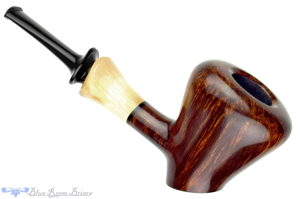 Jesek Pipe By Martin Paljesek Straight Grain Curved Sitter with Horn Ferrule