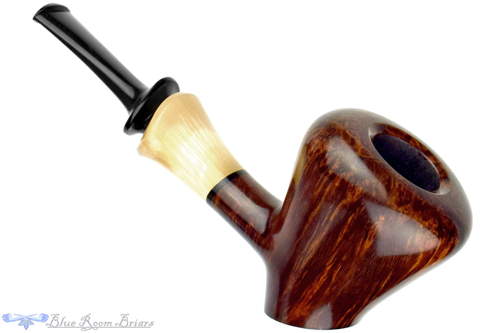 Jesek Pipe By Martin Paljesek Straight Grain Curved Sitter with Horn Ferrule