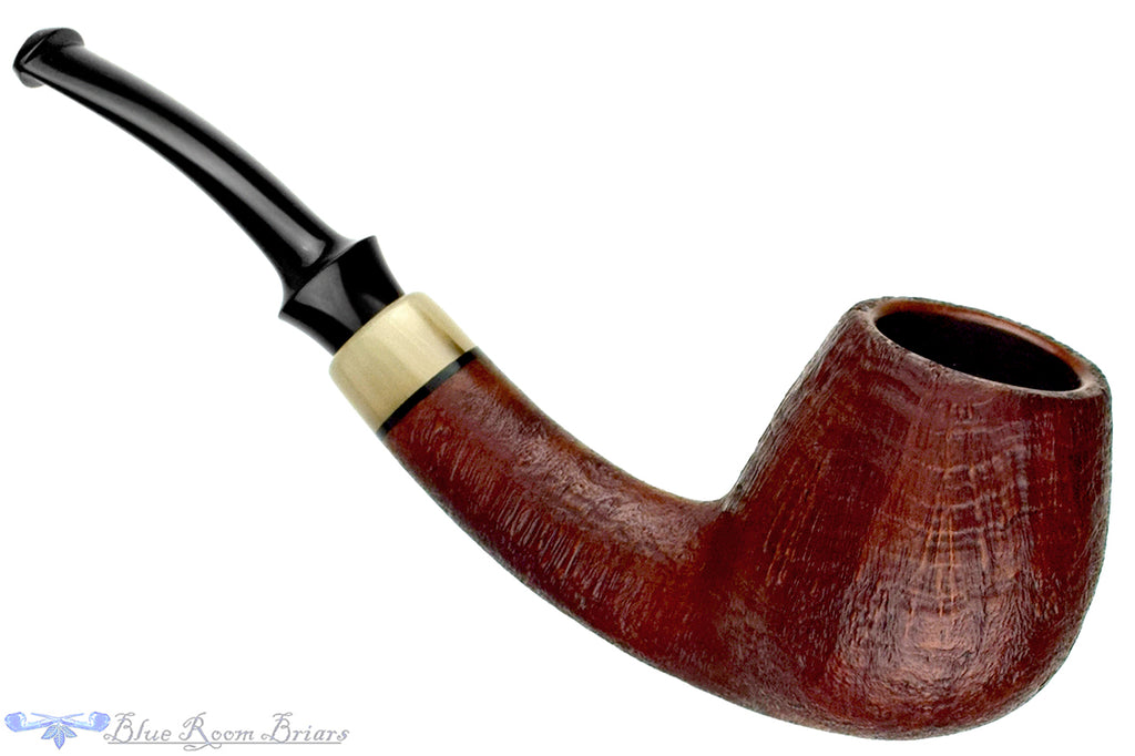 Blue Room Briars is proud to present this Jesek Pipe By Martin Paljesek Bent Sandblast Billiard with Horn