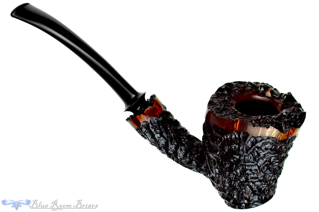 Blue Room Briar is proud to present this Mike Sebastian Bay Bent Cherrywood Carved Estate Pipe
