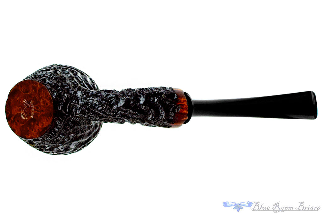 Blue Room Briar is proud to present this Mike Sebastian Bay Bent Cherrywood Carved Estate Pipe