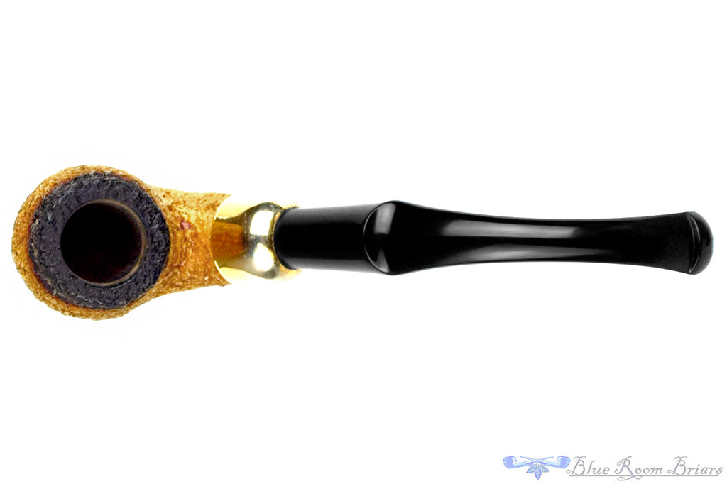 Blue Room Briar is proud to present this Peterson Meerschaum Bent Rusticated Fumed Billiard with Brass and P-Lip Estate Pipe