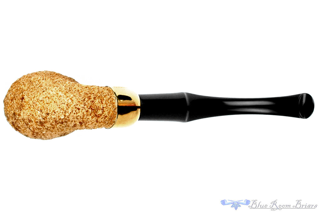 Blue Room Briar is proud to present this Peterson Meerschaum Bent Rusticated Fumed Billiard with Brass and P-Lip Estate Pipe