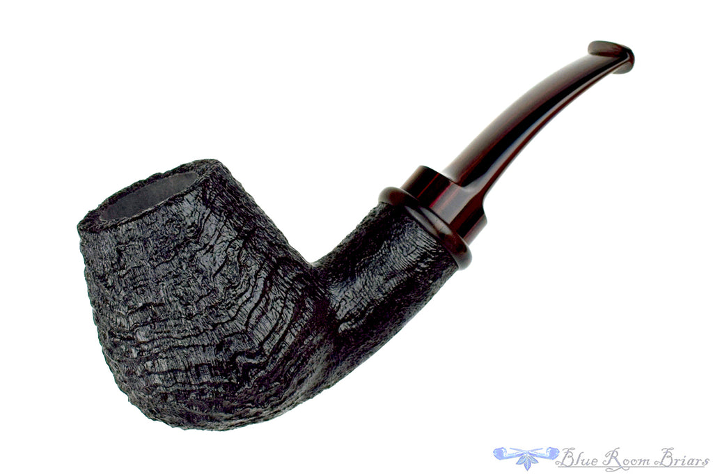 Bill Shalosky Pipe 782 Bent Black Blast Billiard with Guinea Ebony and Brindle
