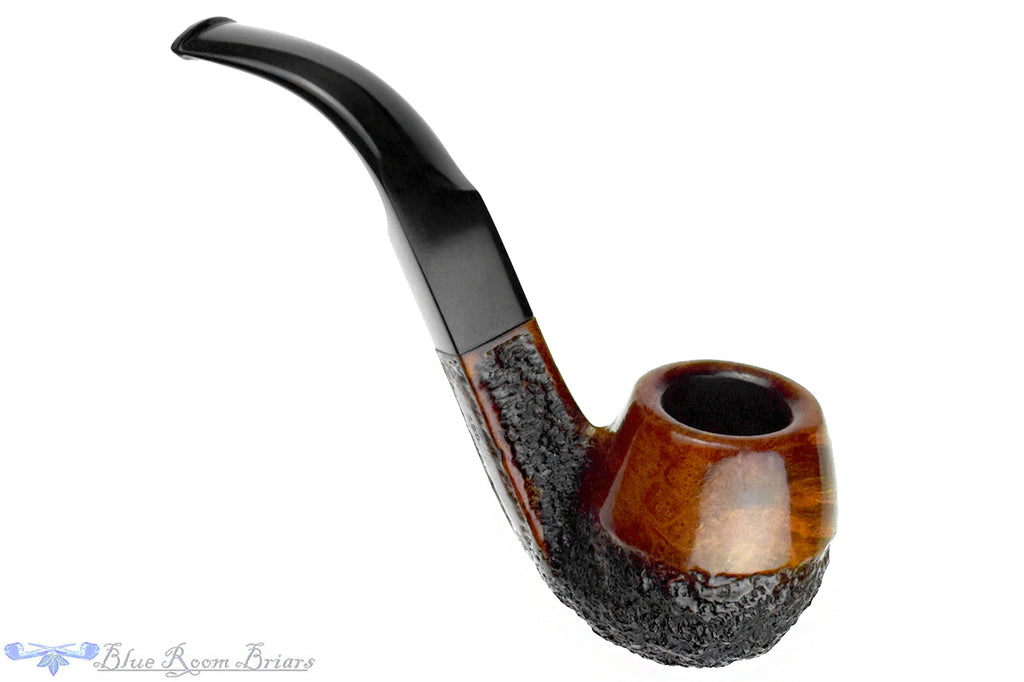 Blue Room Briars is proud to present this Jobey Asti 300 Bent Partial Rusticated Egg with Diamond Shank Estate Pipe