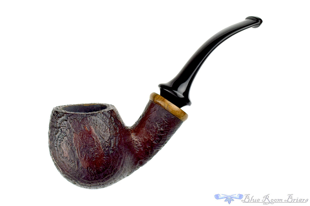 David McCarter 2014 1/2 Bent Sandblast Apple with Exotic Wood UNSMOKED Estate Pipe