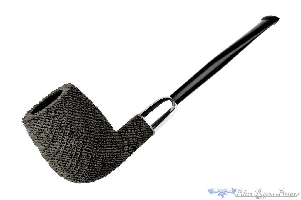Yorgos Mitakidis Pipe 0925 Sandblast Morta Billiard with Silver and Military Mount