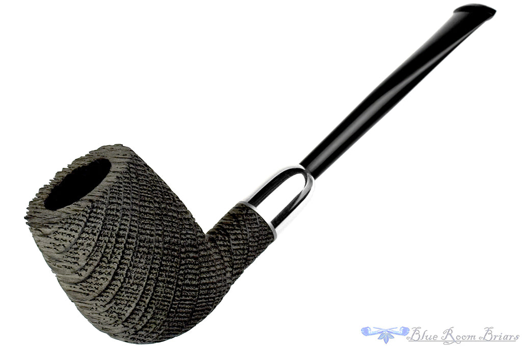 Blue Room Briars is proud to present this Yorgos Mitakidis Pipe 0925 Sandblast Morta Billiard with Silver and Military Mount