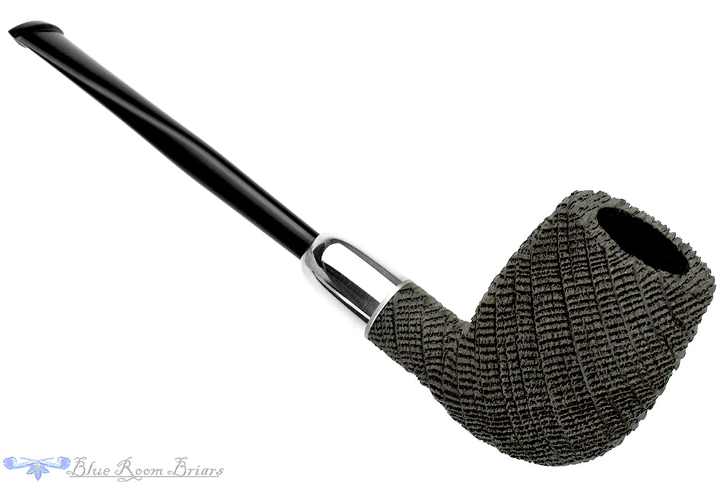 Blue Room Briars is proud to present this Yorgos Mitakidis Pipe 0925 Sandblast Morta Billiard with Silver and Military Mount