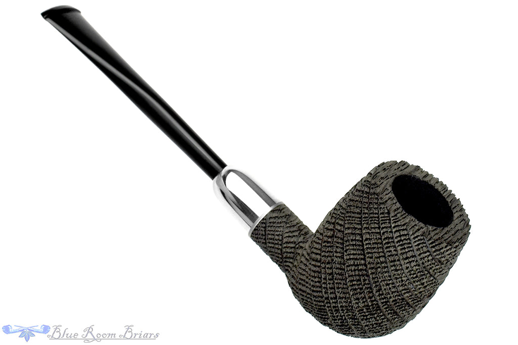 Blue Room Briars is proud to present this Yorgos Mitakidis Pipe 0925 Sandblast Morta Billiard with Silver and Military Mount