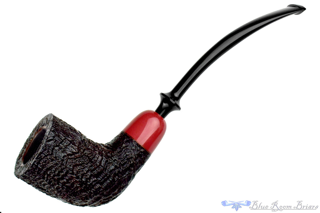 Yorgos Mitakidis Pipe 6824 Bent Sandblast Round Shank Dublin with Ebonite Ferrule and Military Mount