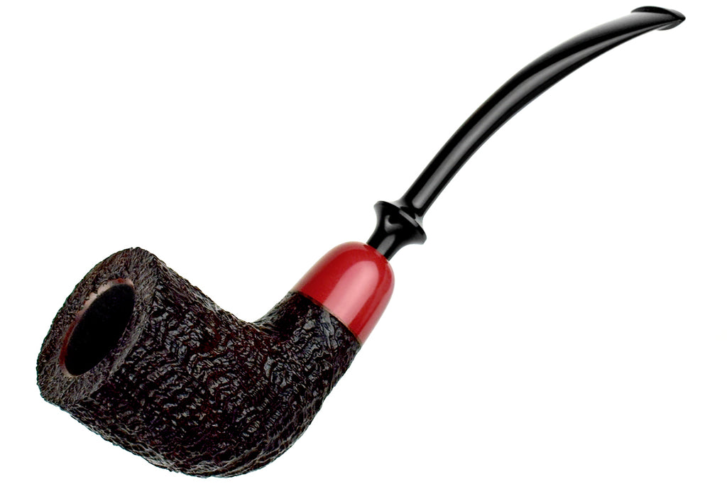 Yorgos Mitakidis Pipe 6824 Bent Sandblast Round Shank Dublin with Ebonite Ferrule and Military Mount