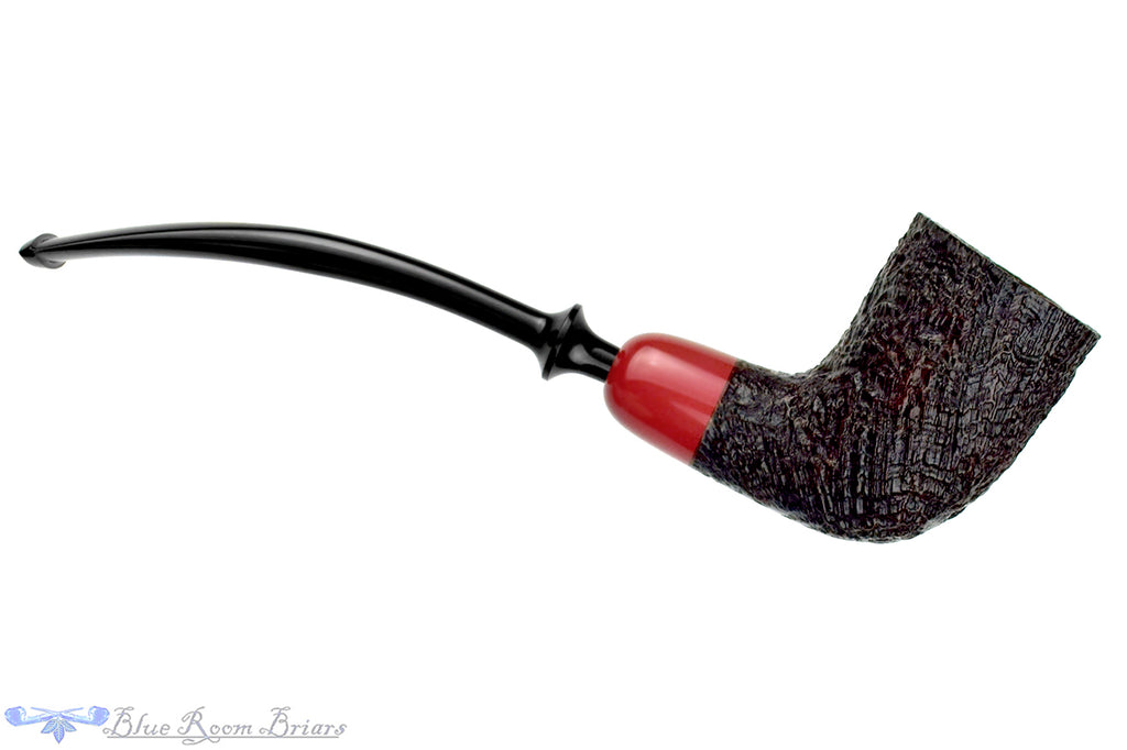 Yorgos Mitakidis Pipe 6824 Bent Sandblast Round Shank Dublin with Ebonite Ferrule and Military Mount
