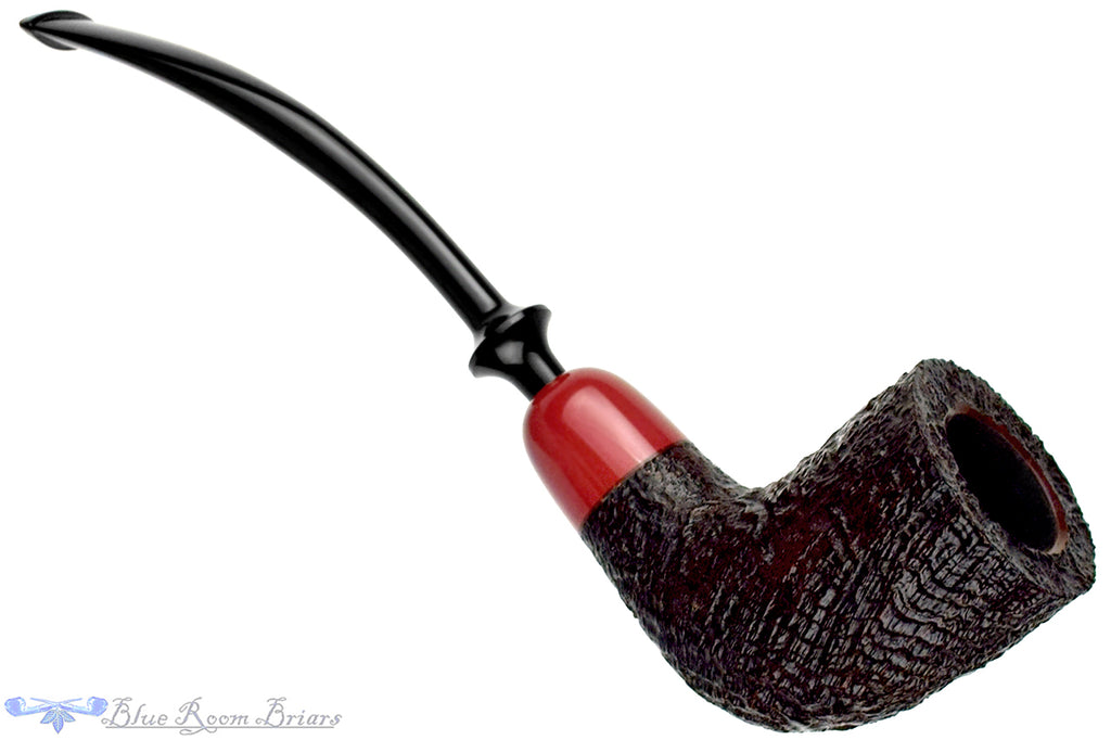 Yorgos Mitakidis Pipe 6824 Bent Sandblast Round Shank Dublin with Ebonite Ferrule and Military Mount