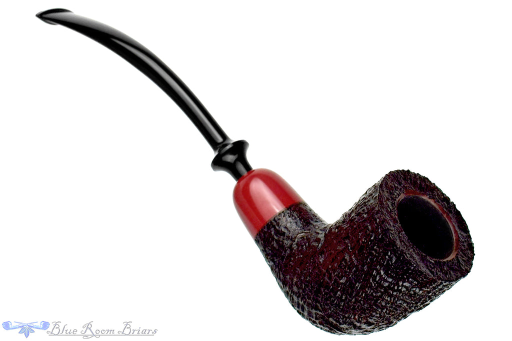Yorgos Mitakidis Pipe 6824 Bent Sandblast Round Shank Dublin with Ebonite Ferrule and Military Mount