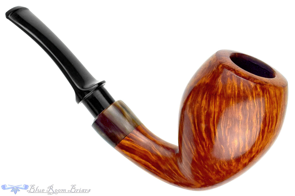 Blue Room Briars is proud to present this Erik Nielsen Pipe Grade A Contrast Bent Bulb with Buffalo Horn