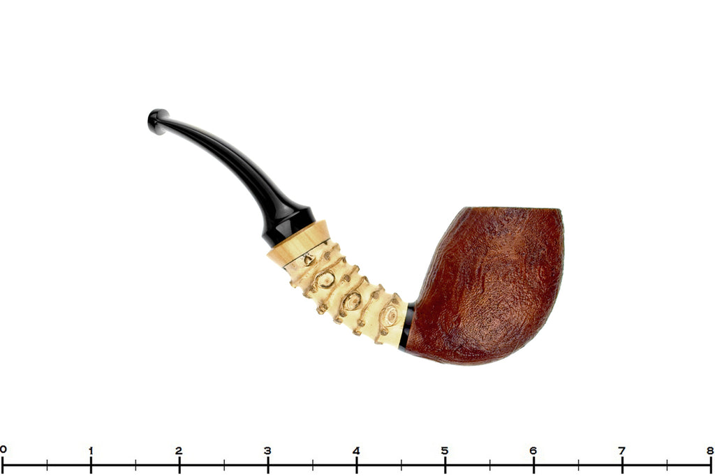 Blue Room Briars is proud to present this Doug Finlay Pipe 2427 Bent Sandblast Egg with Bamboo and Boxwood