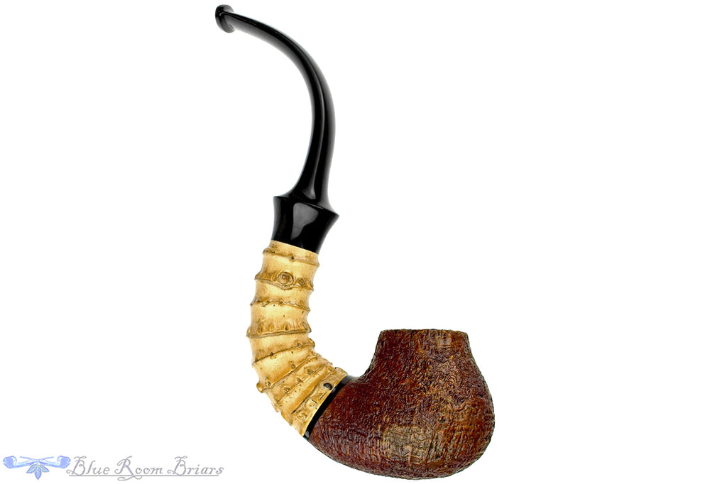 Blue Room Briars is proud to present this Doug Finlay Pipe 2444 Over Bent Sandblast Chimenea with Bamboo