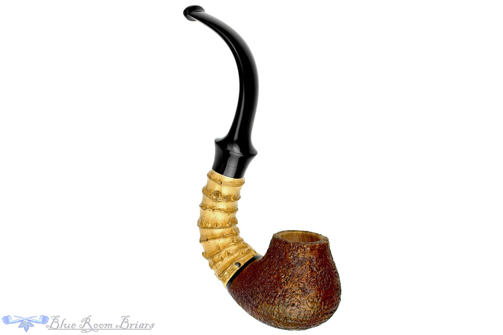 Blue Room Briars is proud to present this Doug Finlay Pipe 2444 Over Bent Sandblast Chimenea with Bamboo