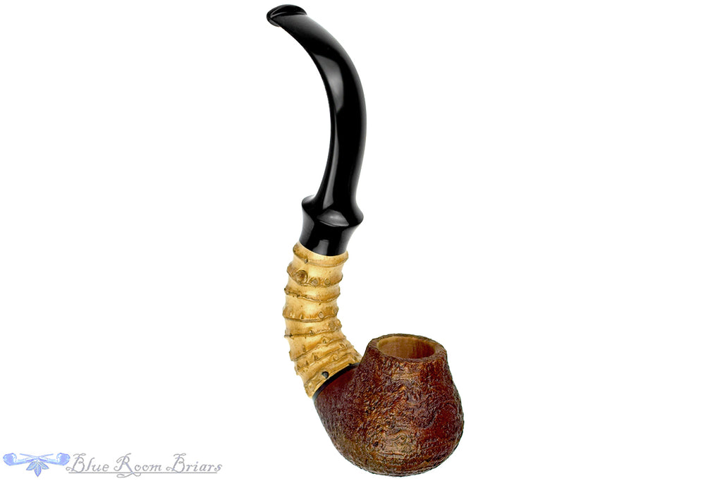 Blue Room Briars is proud to present this Doug Finlay Pipe 2444 Over Bent Sandblast Chimenea with Bamboo