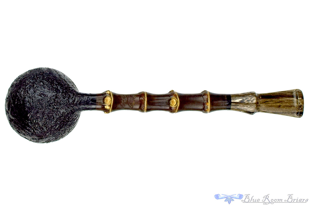 Doug Finlay Pipe 2459 Black Blast Apple with Dark Bamboo and Brindle