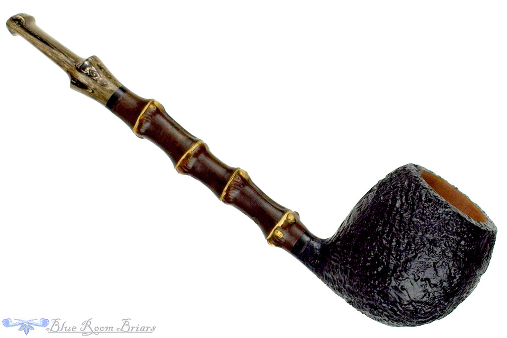 Doug Finlay Pipe 2459 Black Blast Apple with Dark Bamboo and Brindle