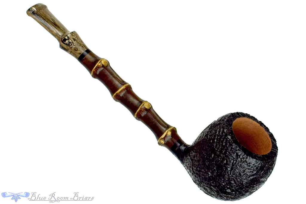 Doug Finlay Pipe 2459 Black Blast Apple with Dark Bamboo and Brindle