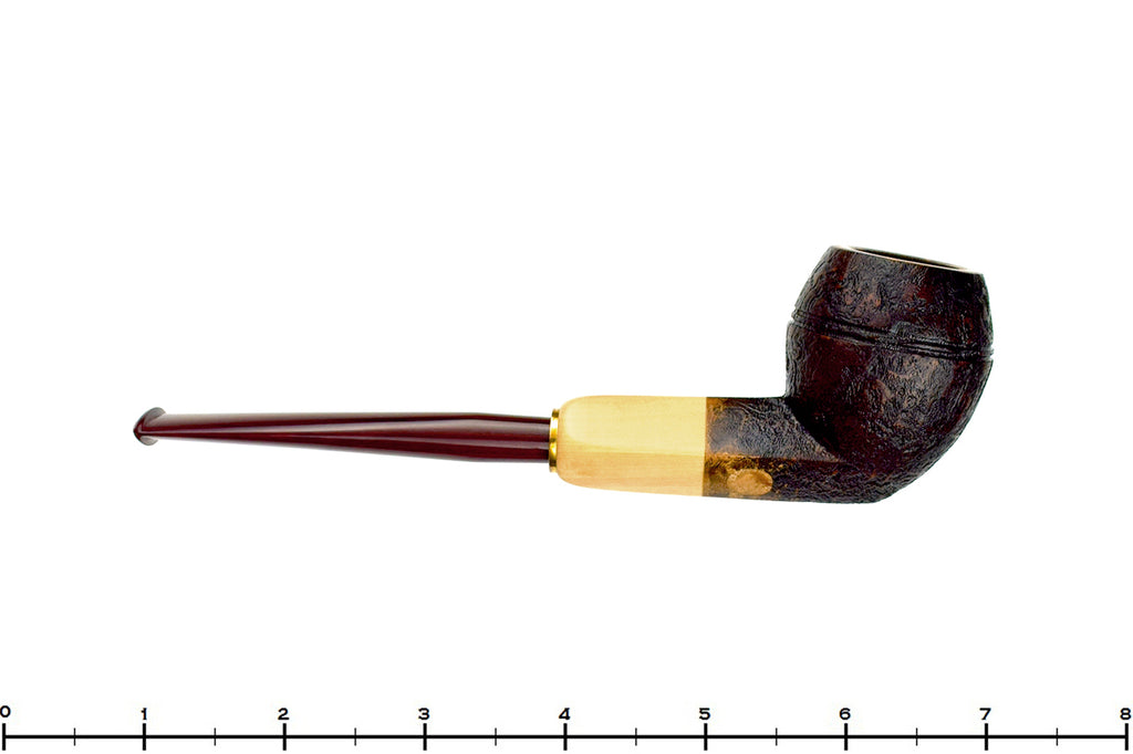 Blue Room Briars is proud to present this H Pipes by Aidan Hesslewood Sandblast Bulldog with Boxwood, Brass, and Military Mount