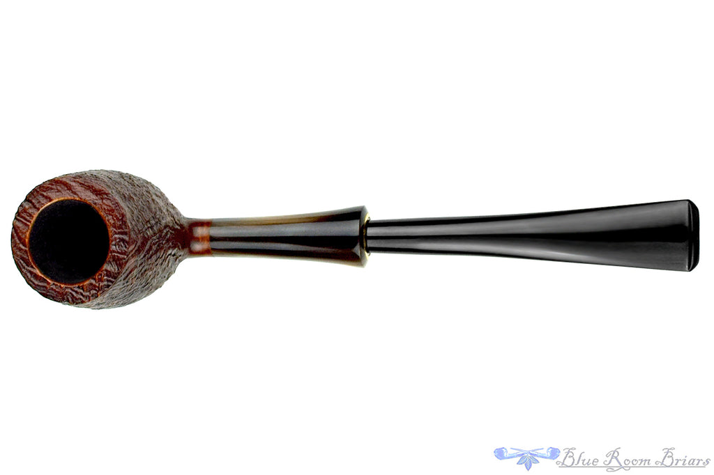 Blue Room Briars is proud to present this H Pipes by Aidan Hesslewood Sandblast Stacked Billiard with Horn Ferrule and Military Mount