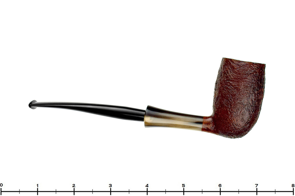 Blue Room Briars is proud to present this H Pipes by Aidan Hesslewood Sandblast Stacked Billiard with Horn Ferrule and Military Mount