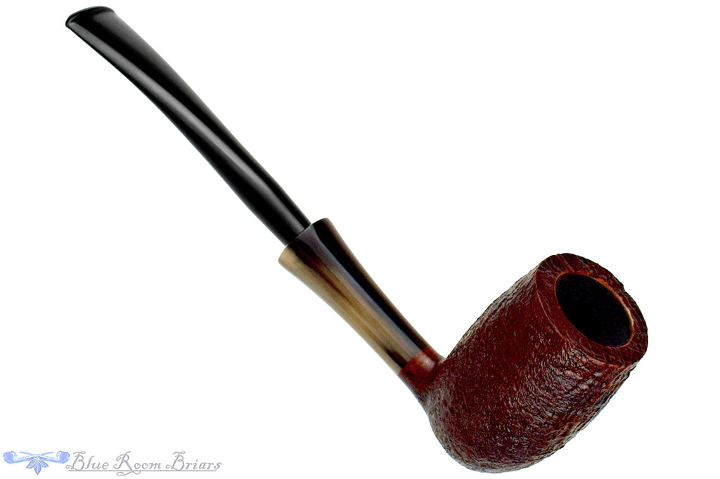 Blue Room Briars is proud to present this H Pipes by Aidan Hesslewood Sandblast Stacked Billiard with Horn Ferrule and Military Mount