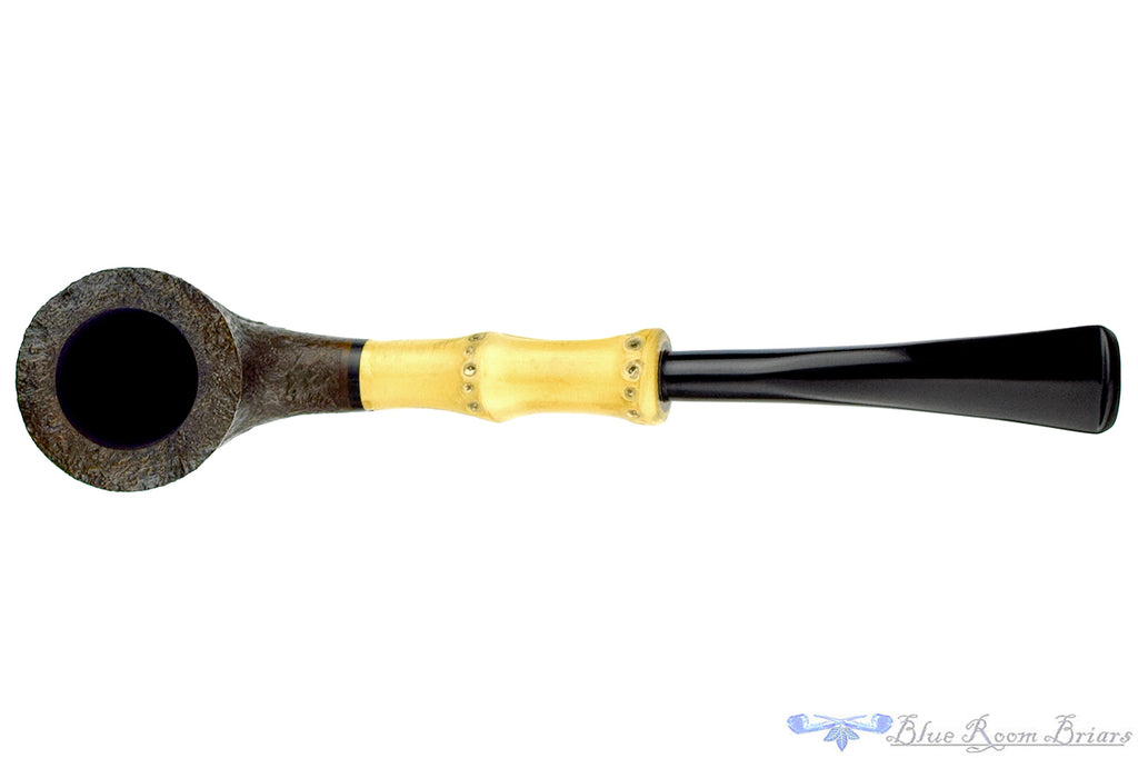Blue Room Briars is proud to present this Tsuge Tokyo 552 Bent Sandblast Cherrywood with Bamboo and Military Mount Estate Pipe