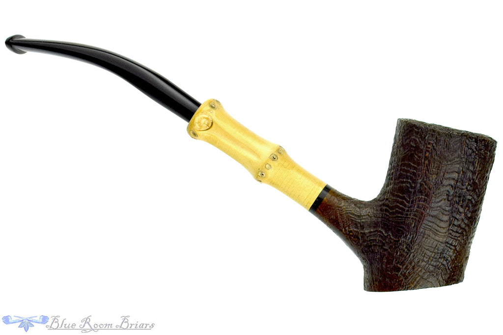 Blue Room Briars is proud to present this Tsuge Tokyo 552 Bent Sandblast Cherrywood with Bamboo and Military Mount Estate Pipe