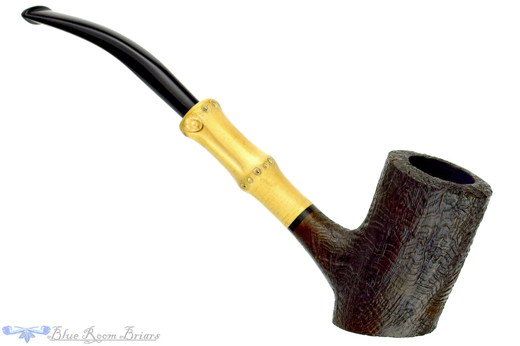 Blue Room Briars is proud to present this Tsuge Tokyo 552 Bent Sandblast Cherrywood with Bamboo and Military Mount Estate Pipe