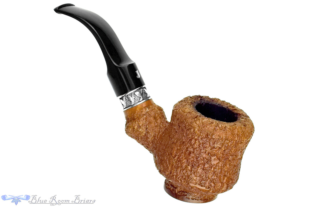 Blue Room Briars is proud to present this Ser Jacopo Spongia Bent Carved Picta Magritte with Silver Estate Pipe