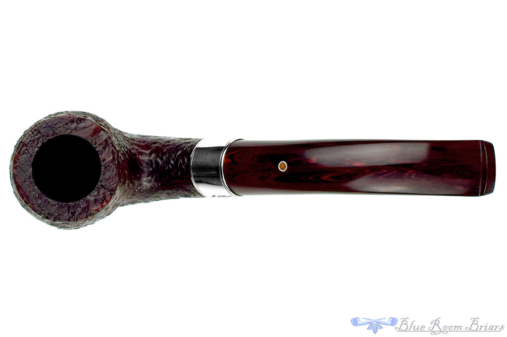 Blue Room Briars is proud to present this Ashton Brindle LX (2016 Make) Bent Sandblast Billiard with Silver and Brindle Estate Pipe