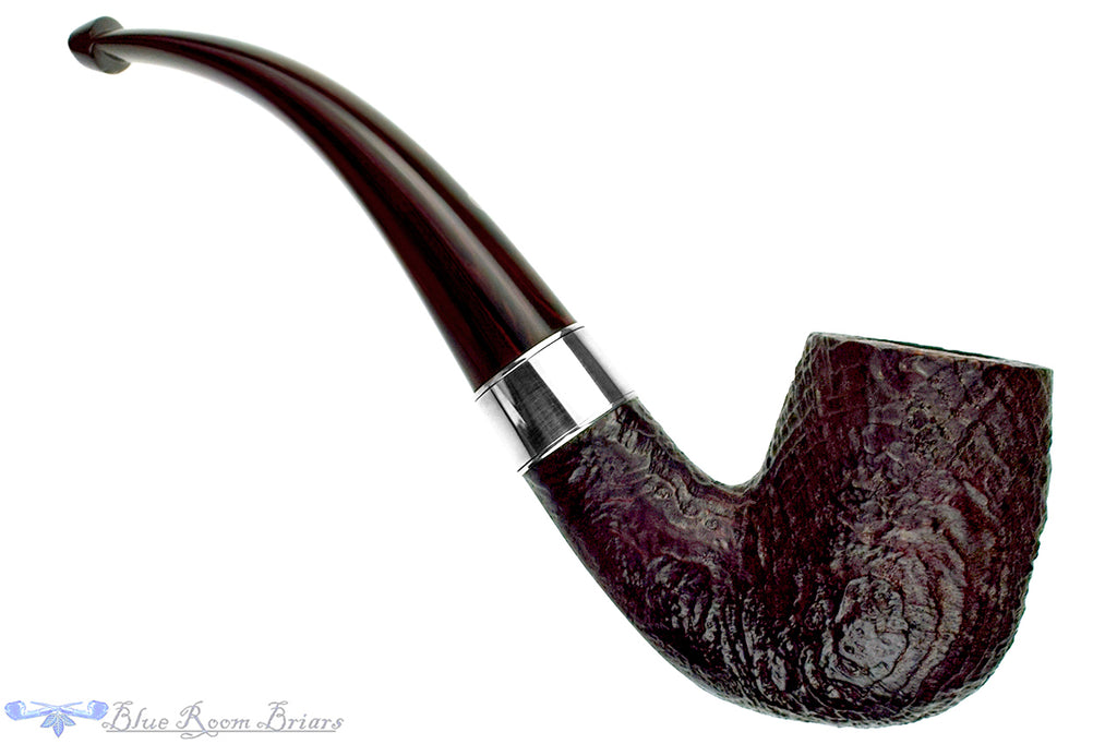 Blue Room Briars is proud to present this Ashton Brindle LX (2016 Make) Bent Sandblast Billiard with Silver and Brindle Estate Pipe