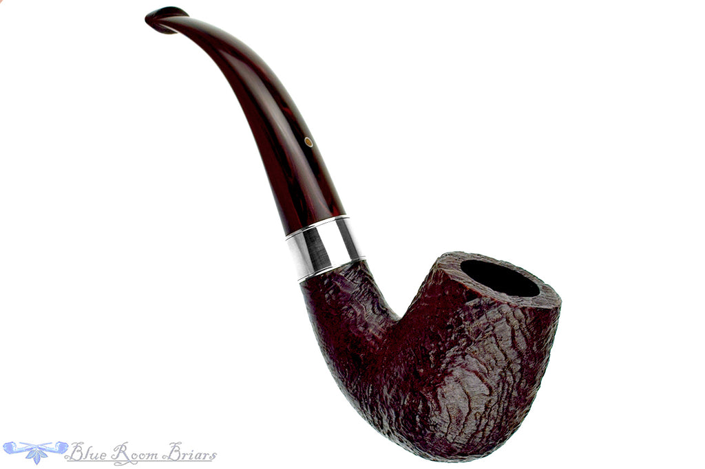 Blue Room Briars is proud to present this Ashton Brindle LX (2016 Make) Bent Sandblast Billiard with Silver and Brindle Estate Pipe