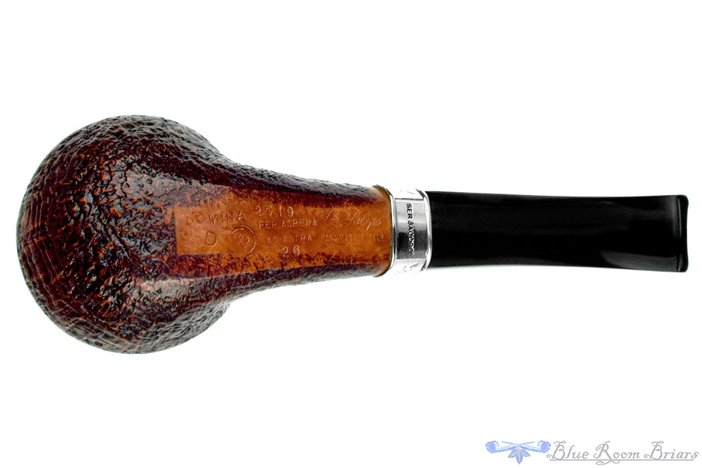 Blue Room Briars is proud to present this Ser Jacopo Domina 2019 Bent Sandblast Rhodesian with Silver Estate Pipe