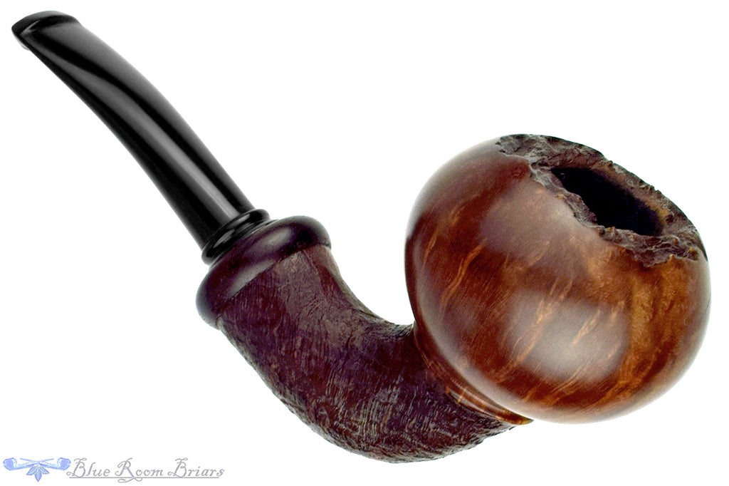 Blue Room Briars is proud to present this Jan Pietenpauw Pipe Bent Partial Blast Raised Tomato with Cocobolo and Plateau
