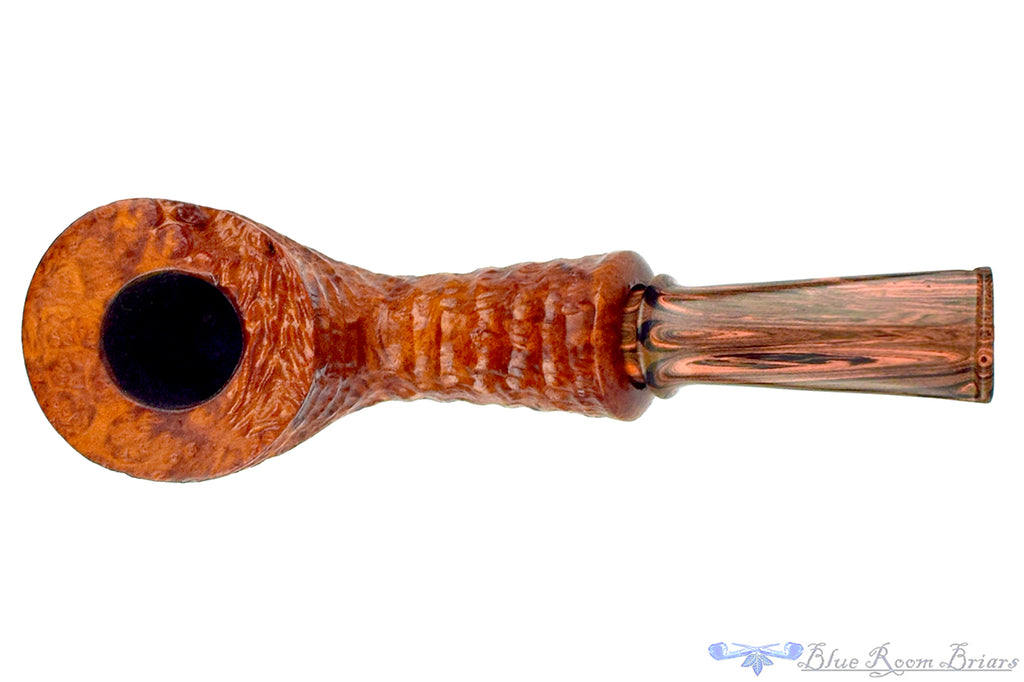 Blue Room Briars is proud to present this Tom Richard Pipe Bent Carved Yachtsman with Brindle and Plateau