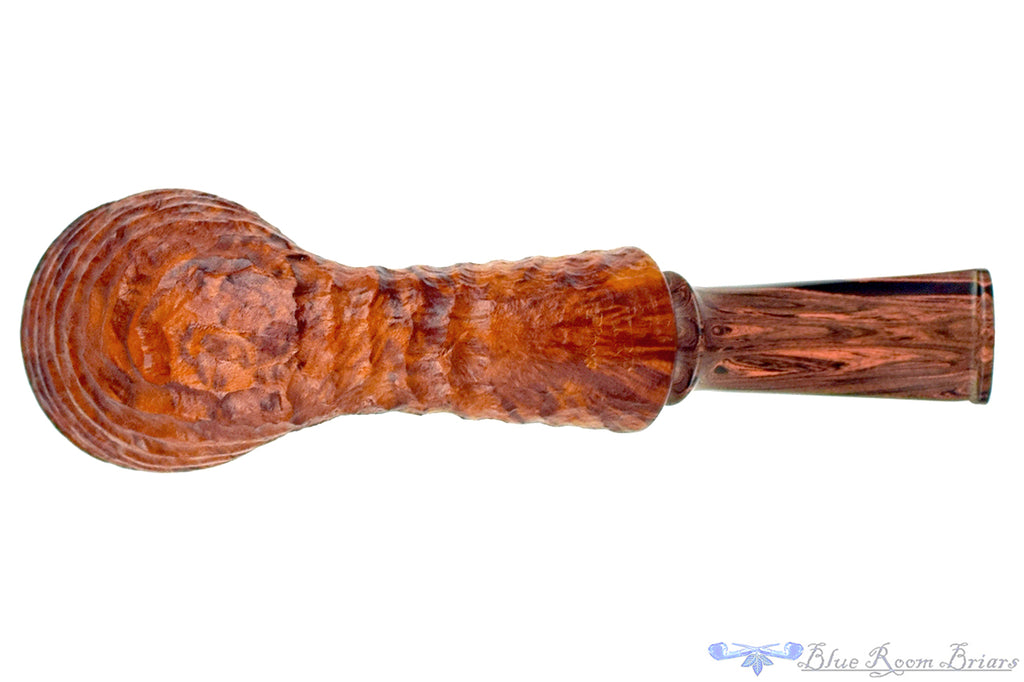 Blue Room Briars is proud to present this Tom Richard Pipe Bent Carved Yachtsman with Brindle and Plateau