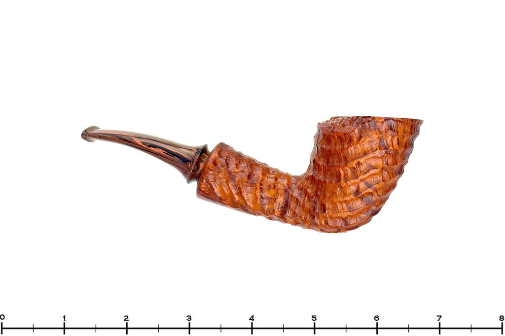 Blue Room Briars is proud to present this Tom Richard Pipe Bent Carved Yachtsman with Brindle and Plateau